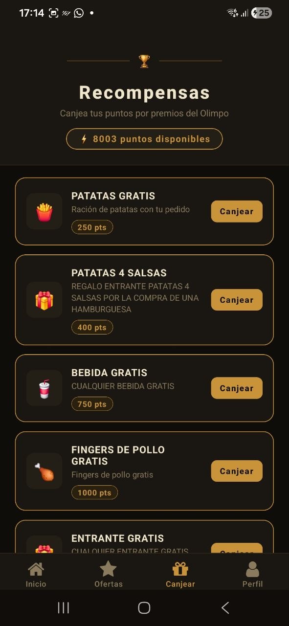App Theos Burger — Sistema de recompensas y puntos