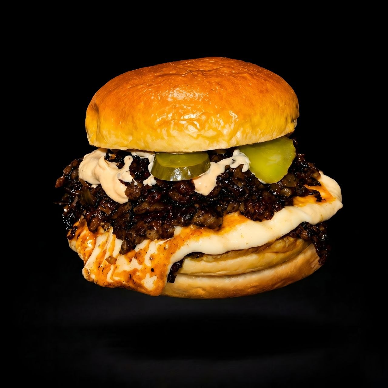 Burger Dionisio especial con gouda fundido y mermelada de bacon — Theos Burger