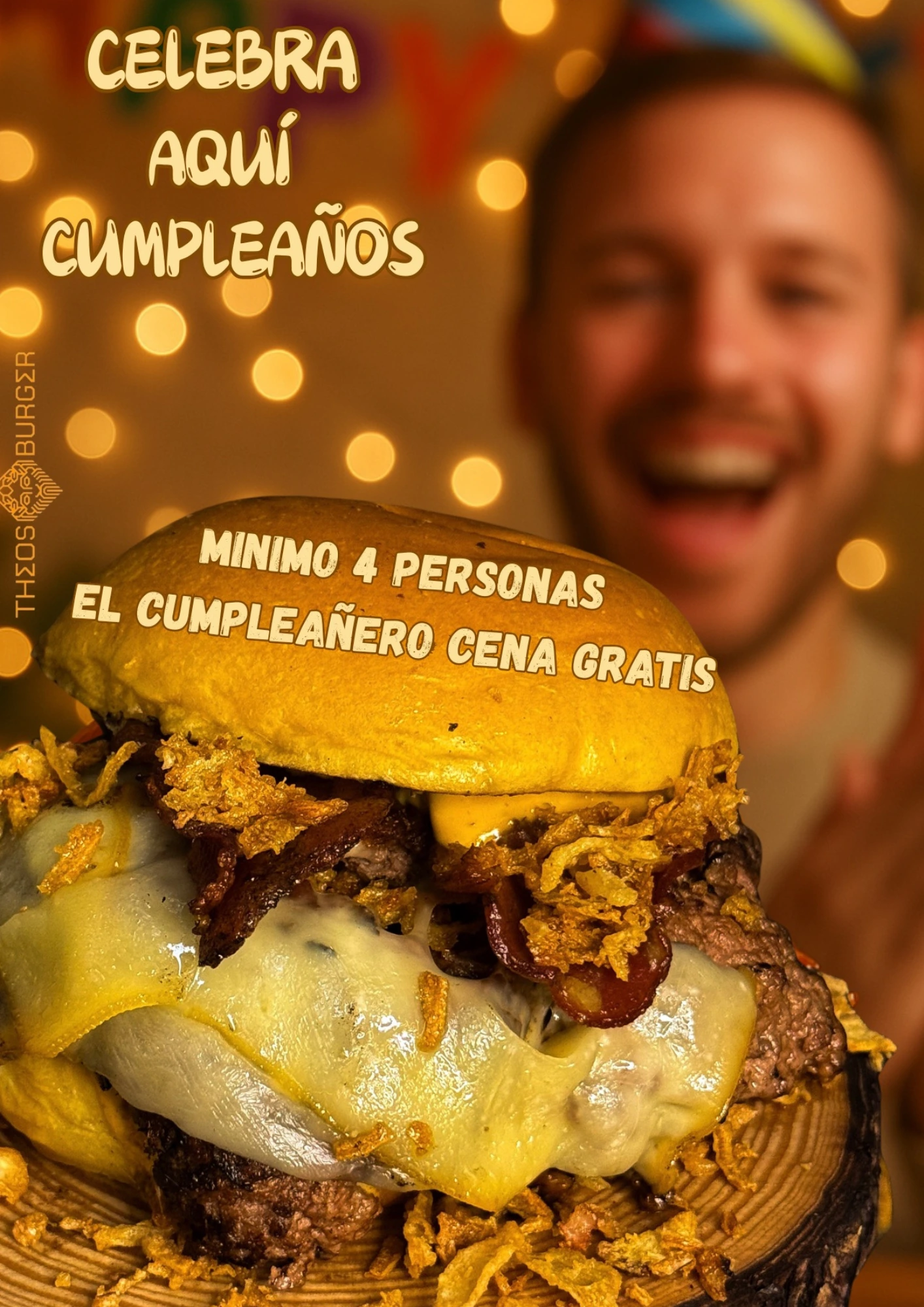 ¿Es tu cumpleaños? En Theos Burger te invitamos a tu hamburguesa. Celebra con nosotros en San Vicente.